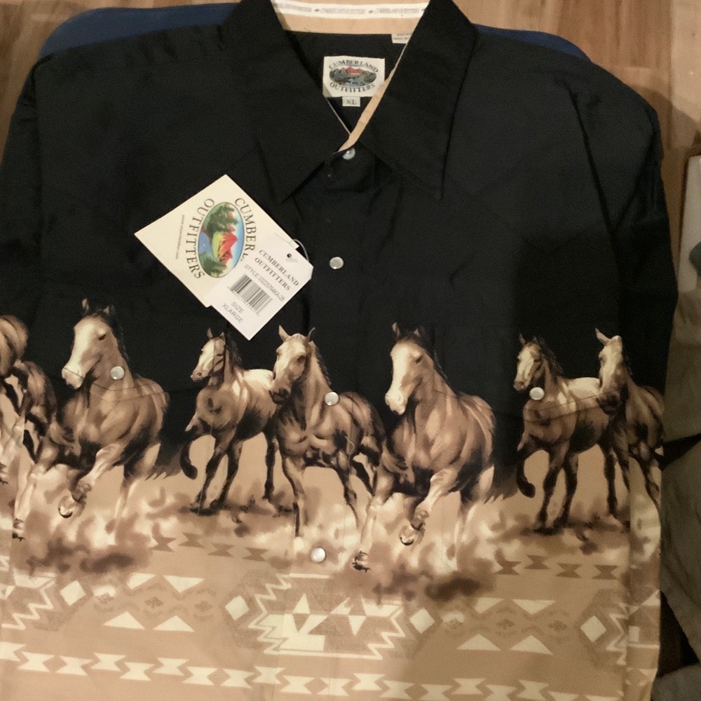 Cumberland Outfitters Black and Tan Men's Western Shirt